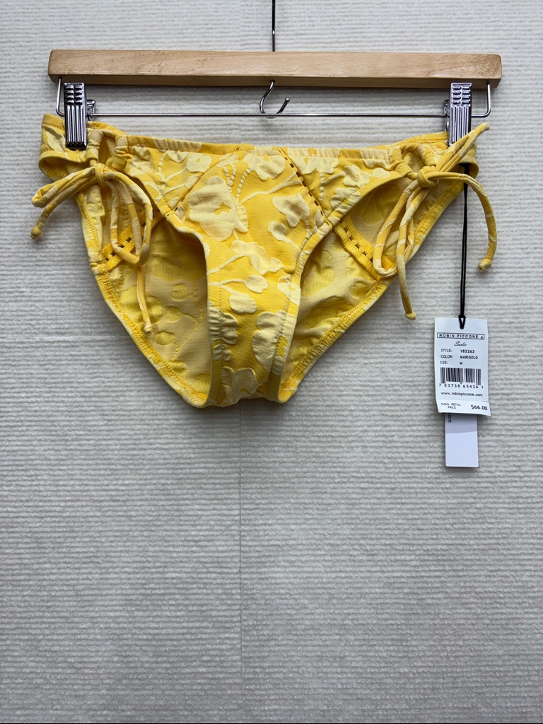 New Robin Piccone | Medium Yellow Floral Tie-Side Bikini Bottoms